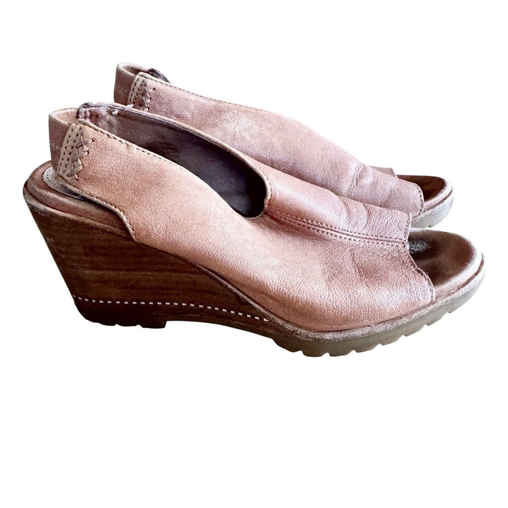 Sorel Women's After Hours Peep Toe Sling Back Leather Wedge Shoe Size 7